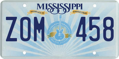 MS license plate ZOM458