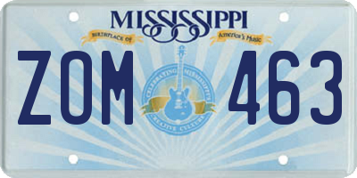 MS license plate ZOM463