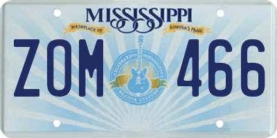 MS license plate ZOM466