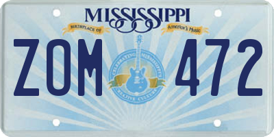 MS license plate ZOM472