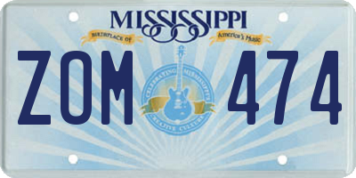 MS license plate ZOM474