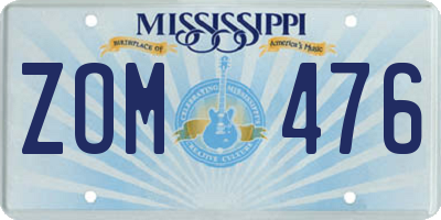 MS license plate ZOM476