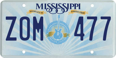 MS license plate ZOM477