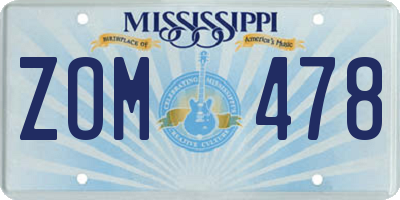 MS license plate ZOM478