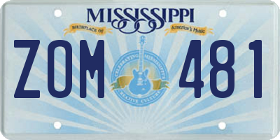 MS license plate ZOM481