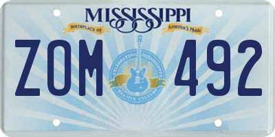 MS license plate ZOM492