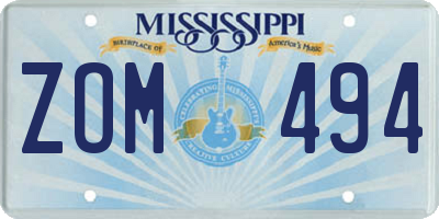MS license plate ZOM494