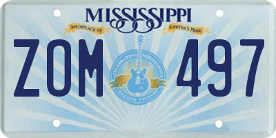 MS license plate ZOM497