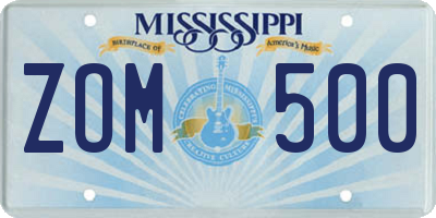 MS license plate ZOM500