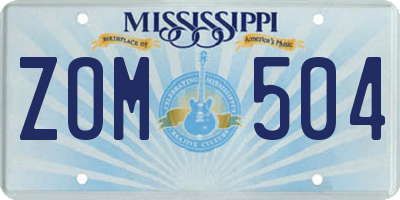 MS license plate ZOM504