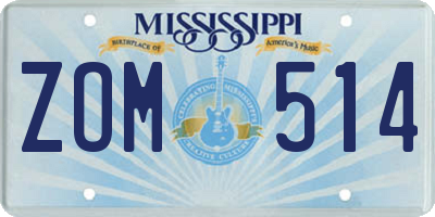 MS license plate ZOM514
