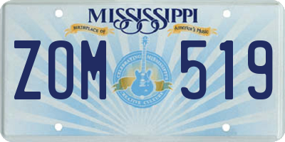 MS license plate ZOM519