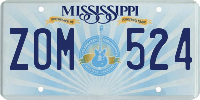 MS license plate ZOM524