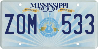 MS license plate ZOM533