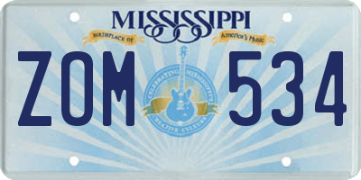 MS license plate ZOM534