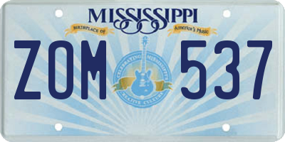 MS license plate ZOM537