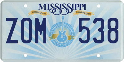 MS license plate ZOM538