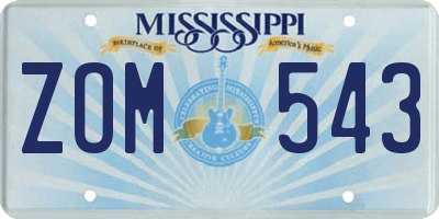 MS license plate ZOM543