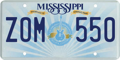 MS license plate ZOM550