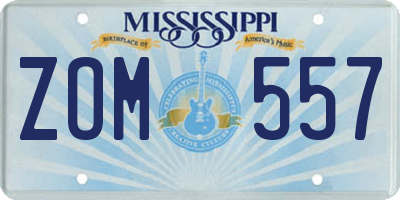 MS license plate ZOM557