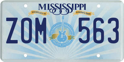MS license plate ZOM563