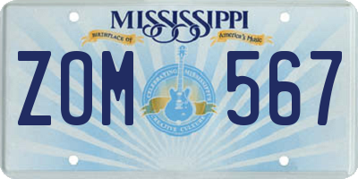 MS license plate ZOM567