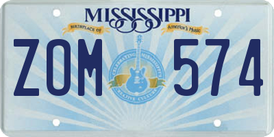 MS license plate ZOM574