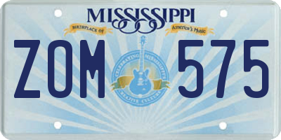 MS license plate ZOM575