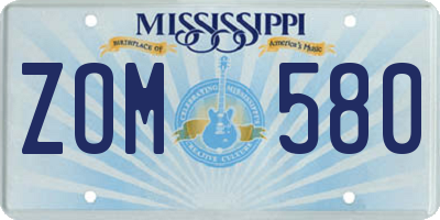 MS license plate ZOM580