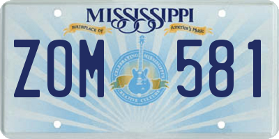 MS license plate ZOM581