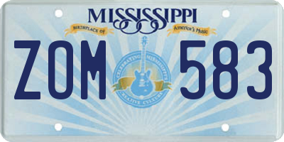 MS license plate ZOM583
