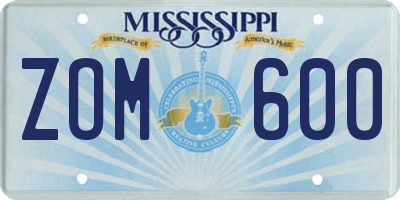 MS license plate ZOM600