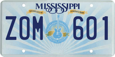 MS license plate ZOM601