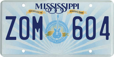 MS license plate ZOM604