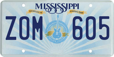 MS license plate ZOM605