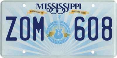 MS license plate ZOM608