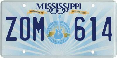 MS license plate ZOM614