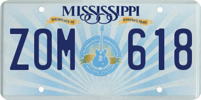 MS license plate ZOM618