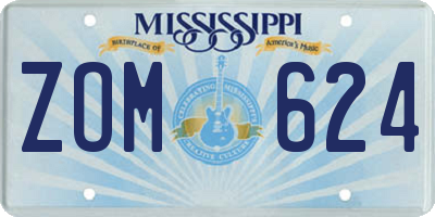MS license plate ZOM624