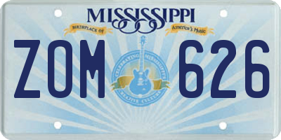 MS license plate ZOM626