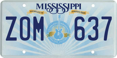 MS license plate ZOM637