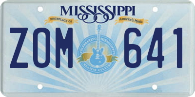 MS license plate ZOM641