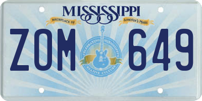 MS license plate ZOM649