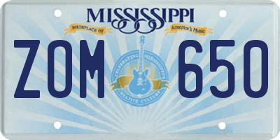 MS license plate ZOM650