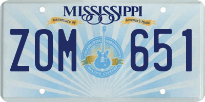 MS license plate ZOM651