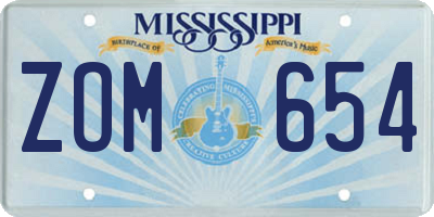 MS license plate ZOM654