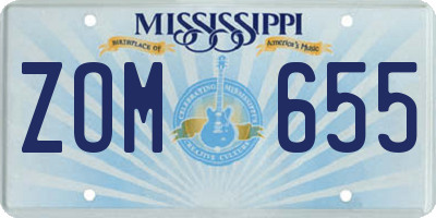 MS license plate ZOM655