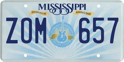 MS license plate ZOM657