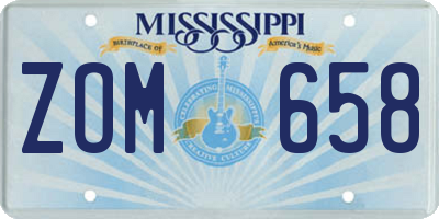 MS license plate ZOM658