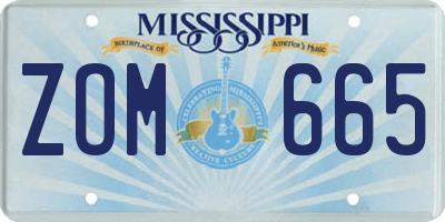 MS license plate ZOM665